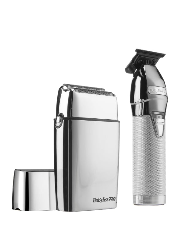 BaBylissPRO LimitedFX Silver Trimmer & Double Foil Shaver Combo