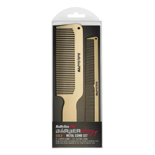 BabylissPRO Barberology Juego De Peines De Metal Dorado