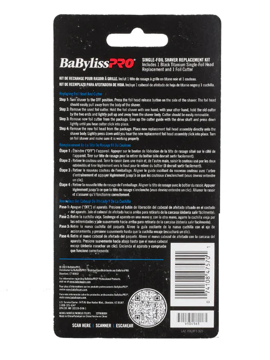 BabylissPRO UV Disinfecting Single Replacement Foil Cutter Silver #FXLRF1