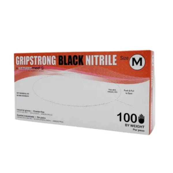 GripStrong Guantes de nitrilo negros 100 piezas talla M