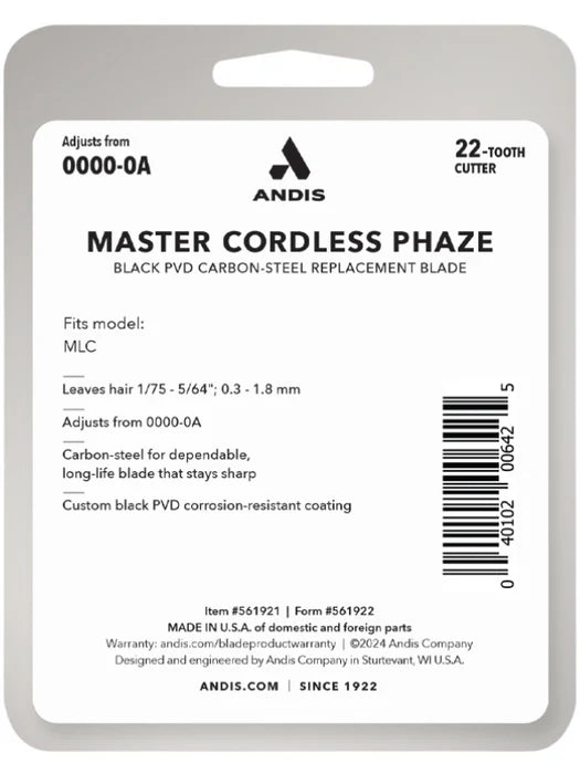 Andis Black Label Master Cordless Clipper Replacement Phaze Blade