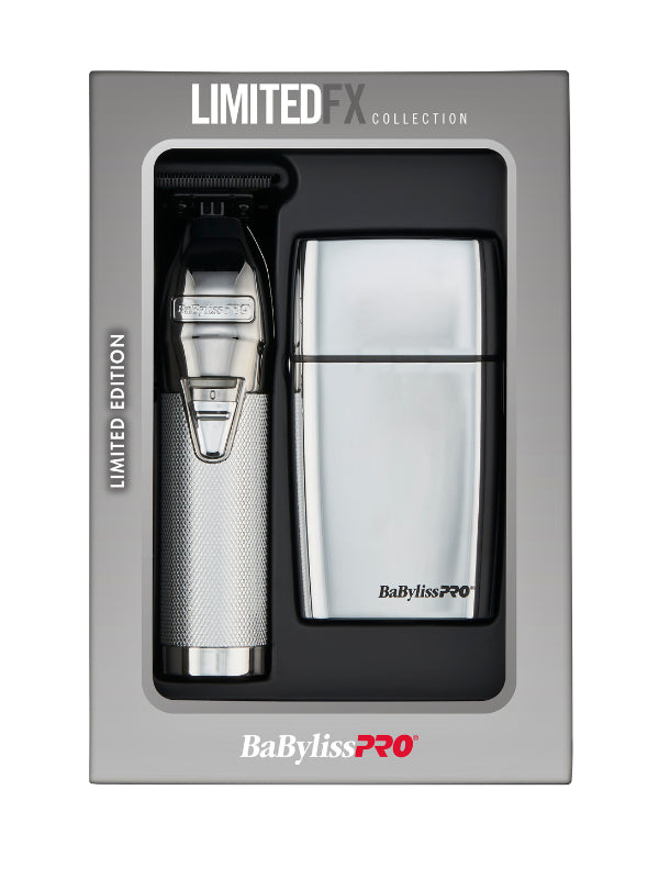 BaBylissPRO LimitedFX Silver Trimmer & Double Foil Shaver Combo